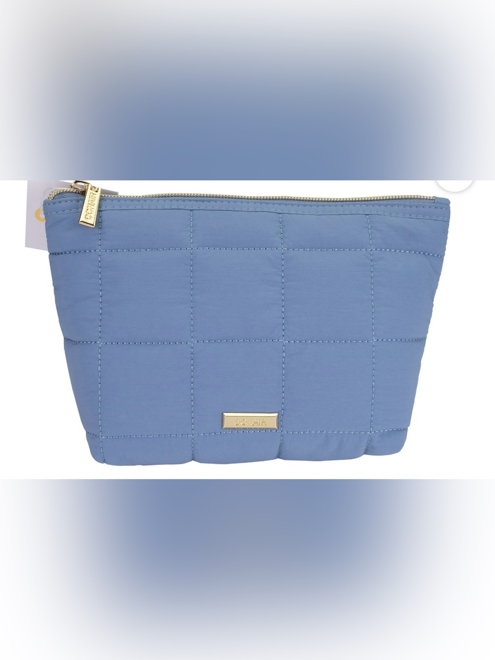 Conair Blue Quilted Clutch, Soft Polyester Beauty Pouch with Gold-Tone Hardware